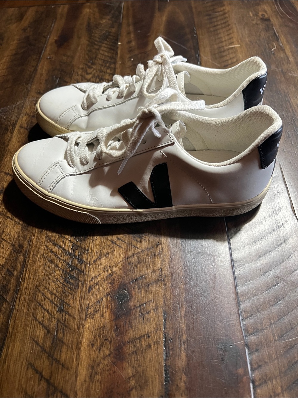 Veja White Leather Sneakers with Black V Logo Detail size 7 - Picture 3 of 15